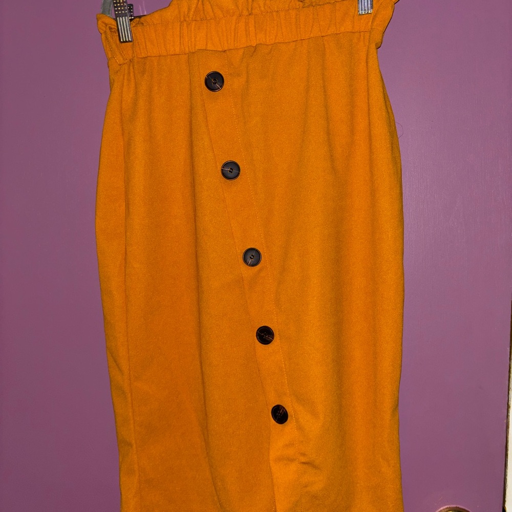 Women's Mustard Button-Down Skirt